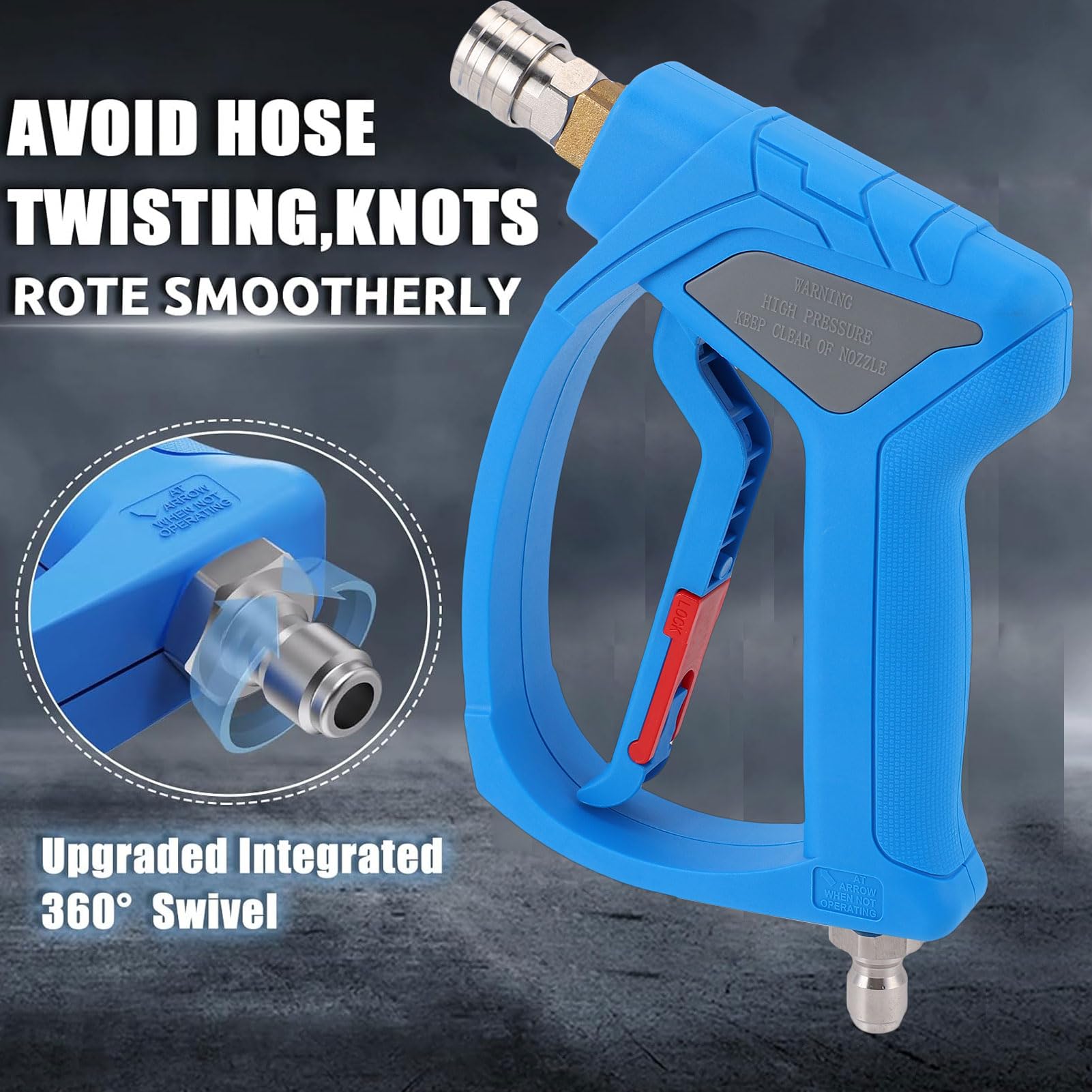 Myjka ciśnieniowa Leatikall Krótki pistolet z krętlikiem 3/8 cala z gwintem M22-14 mm 2 adaptery 1 dysza do myjni samochodowej