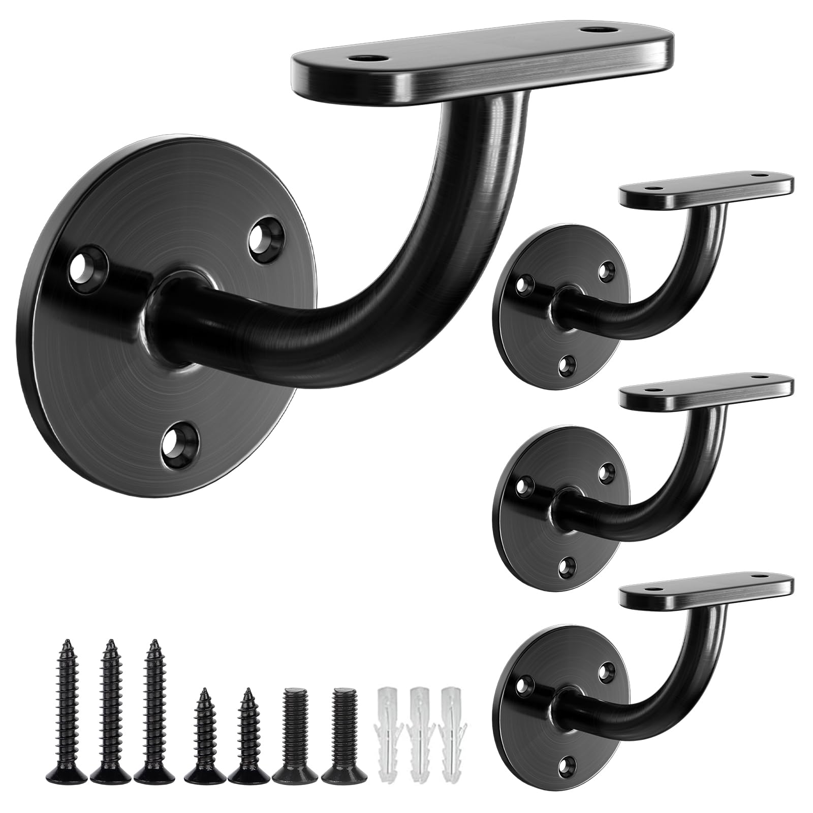 4 Pack Black Stainless Steel Handrail Brackets