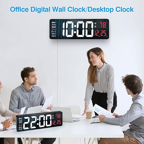 Miniatura 4 de Reloj de pared digital grande reloj digital LED de 156 pulgadas para decoración de sala de estar con control remoto hora y fecha día de la semana