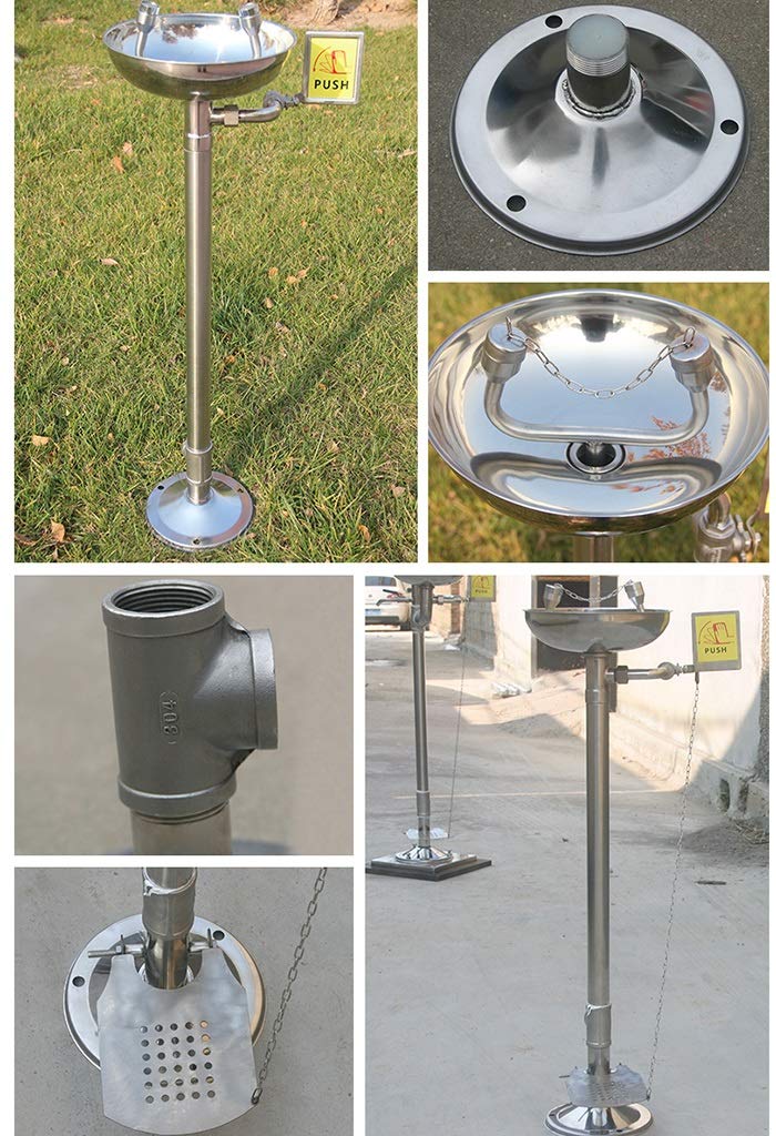Stations de Lavage oculaire, avec signalétique dédiée, Station en Acier Inoxydable 304 pour Le Nettoyage d'urgence des Yeux en Laboratoire et en entrepôt.