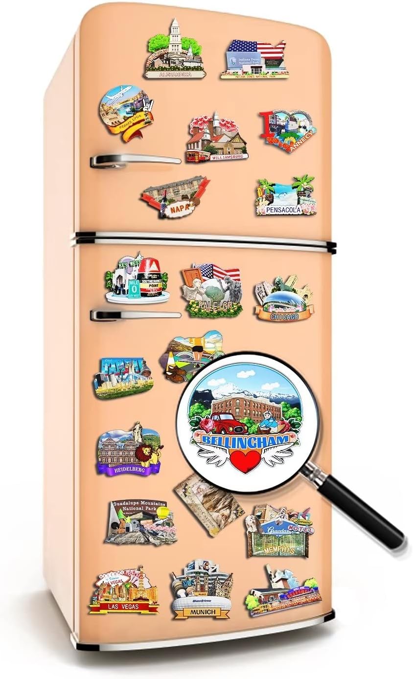 Bellingham Washington USA Fridge Magnet 3D Classic Wooden Refrigerator Magnets Landmark Handmade Craft Travel Souvenir Gift Collection Decoration -2061 image 4