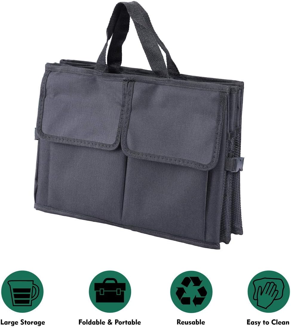 LEADALLWAY Car Trunk Storage Organizer Compartment Collapsible Portable Storage Cargo Box for SUV, Auto, Truck - Nonslip Waterproof Bottom