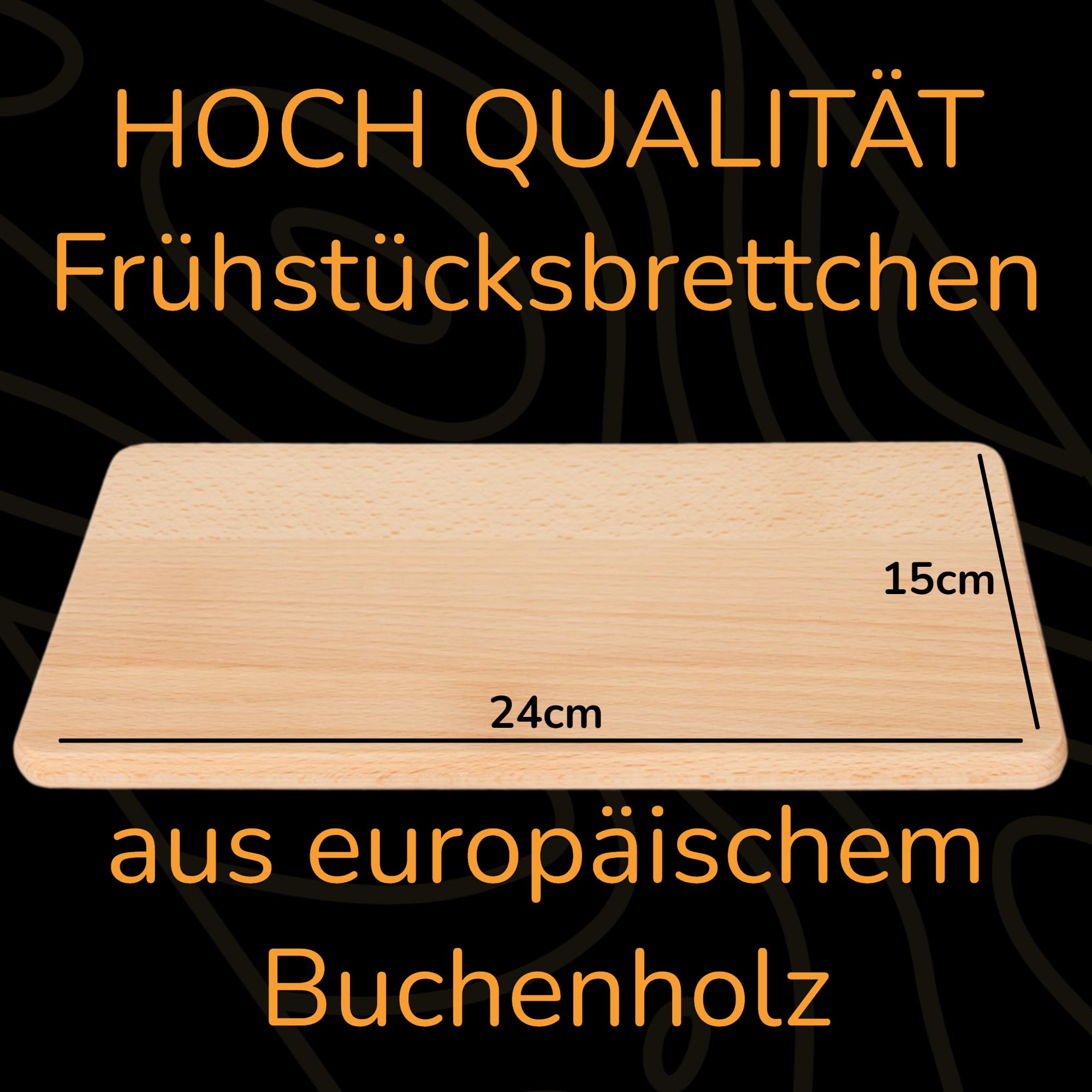 Frühstücksbrettchen Holz (FSC) Made in Europe, Holzbrett, Brotzeitbrett, Brettchen, Holzbrettchen, Vesperbrett, Schneidebretter, Jausenbrett Holz (48, Rechteckig)