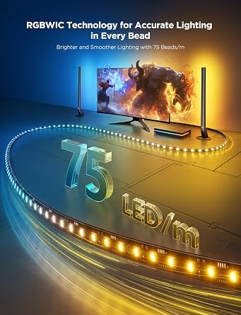 Govee HDMI 2.1 AI Sync Box Kit 2,8K/4K 144Hz,RGBICW for 27-34 Inch Monitor | Include backlight and light bar, Support VRR & ALLM, Matter & Alexa, AI CogniGlow, DreamView Sync, Ultimate immersive gaming