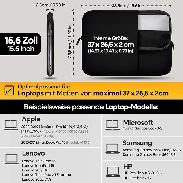 SIDORENKO 15-15.6 Pollici Custodia Notebook - Borsa per Laptop in Neoprene -Borsa per Laptop in Neoprene, Custodia per Computer PC Sleeve Cover - 42 Disegni da Scegliere, Blu - 2