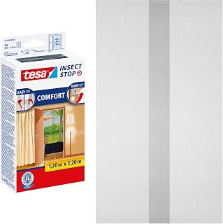 tesa INSECT STOP Klett Fliegengitter Premium - 120 cm x 220 cm Anthrazit
