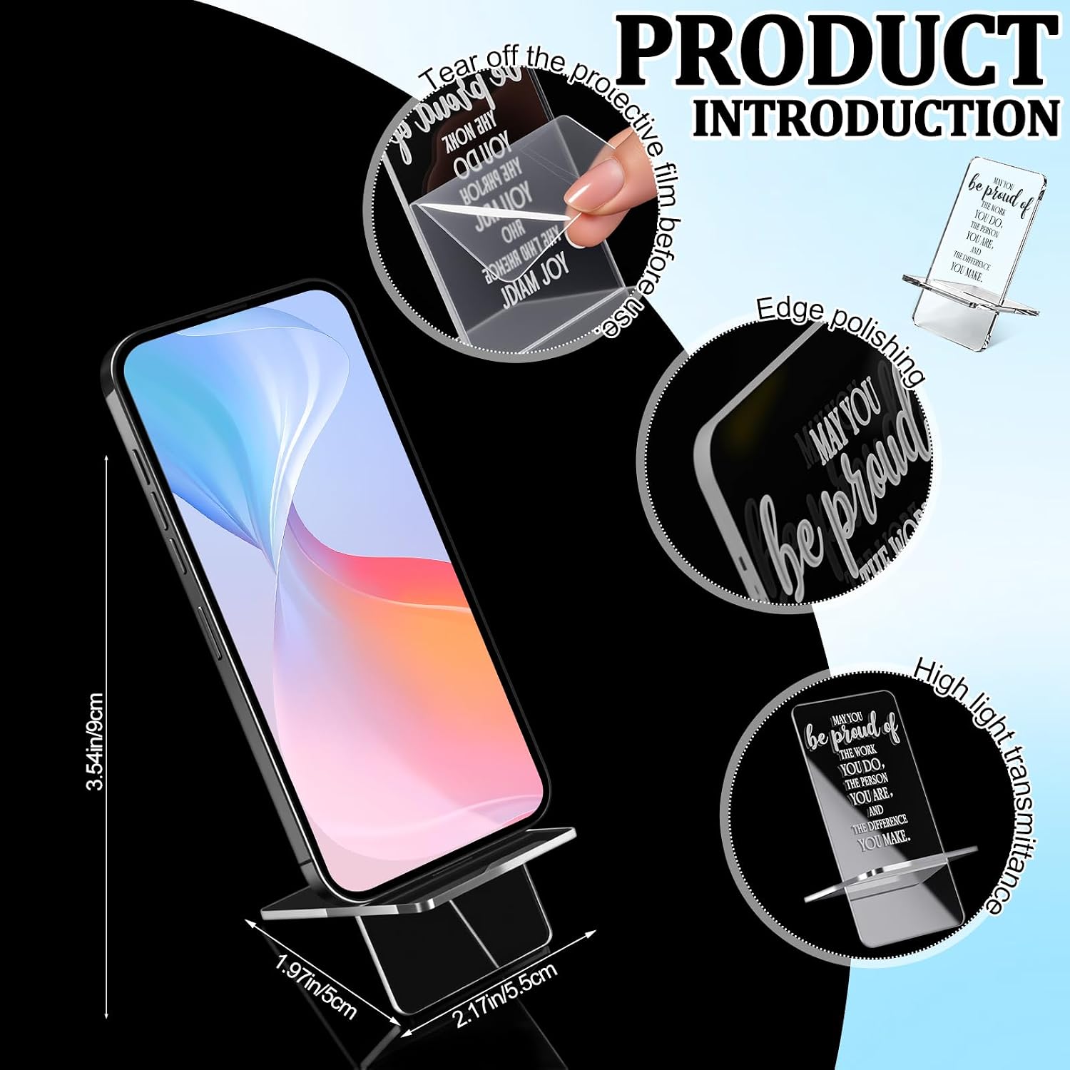 Sliner 10 Pcs Employee Appreciation Gifts Bulk Acrylic Phone Stand for Desk Office Inspirational Thank You Gift for Team Staff Coworkers Volunteer Nurse Teacher Week Colleagues