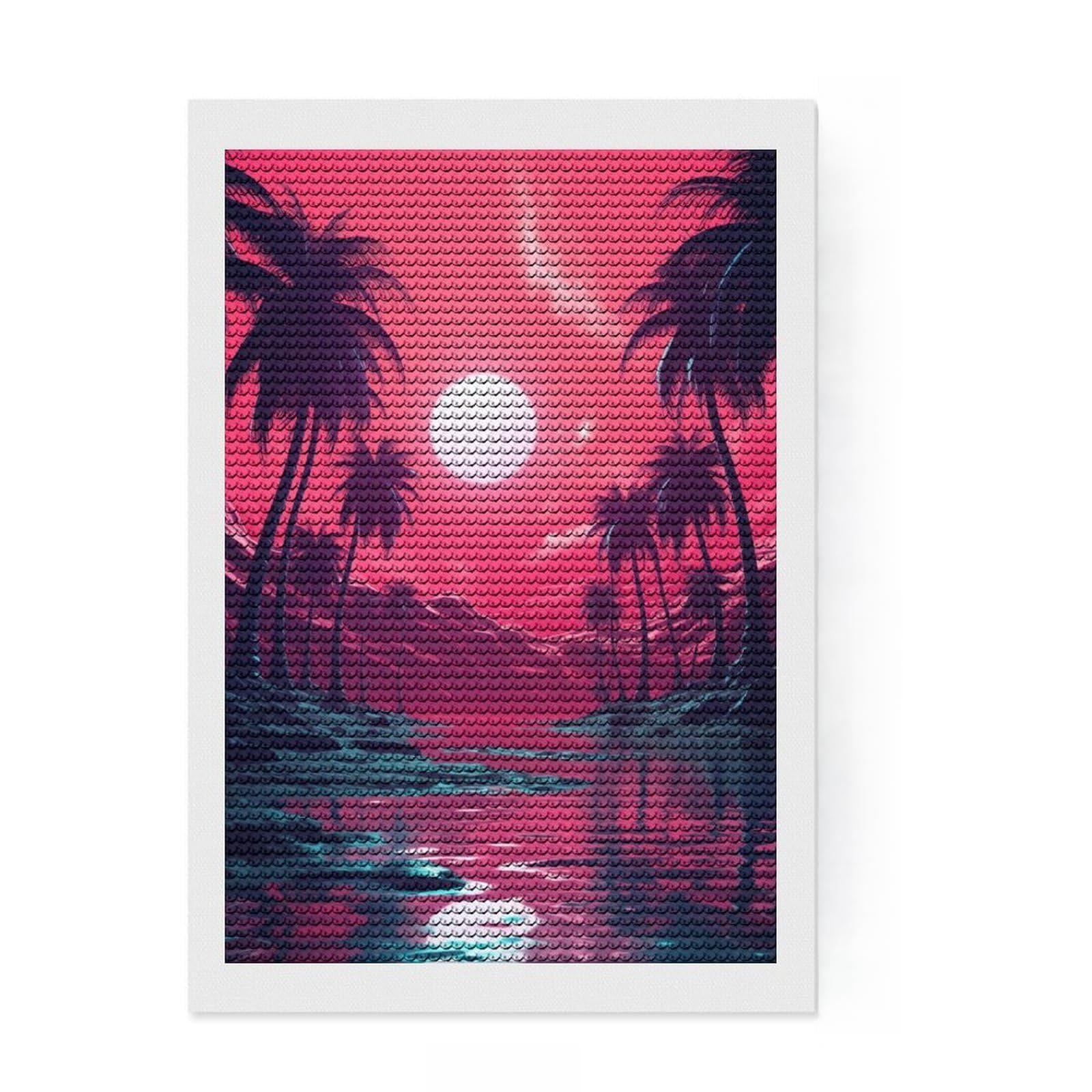 Junmoney Surreal Synthwave Dreams Round Drill Diamond Painting 8"x12", for Beginners, Simple to Start, Modern Decor, Birthday Gift, Easy to Enjoy
