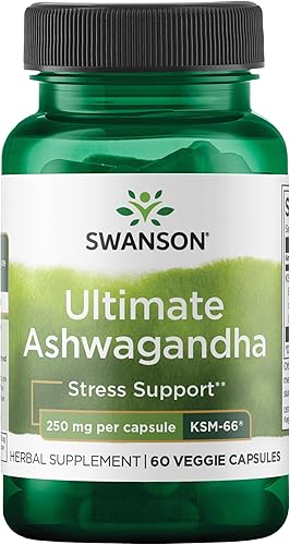 Swanson Ultimate Ashwagandha KSM-66 - Suplemento de hierbas que apoya niveles de estrés saludables y relajación - Fórmula natural para promover una