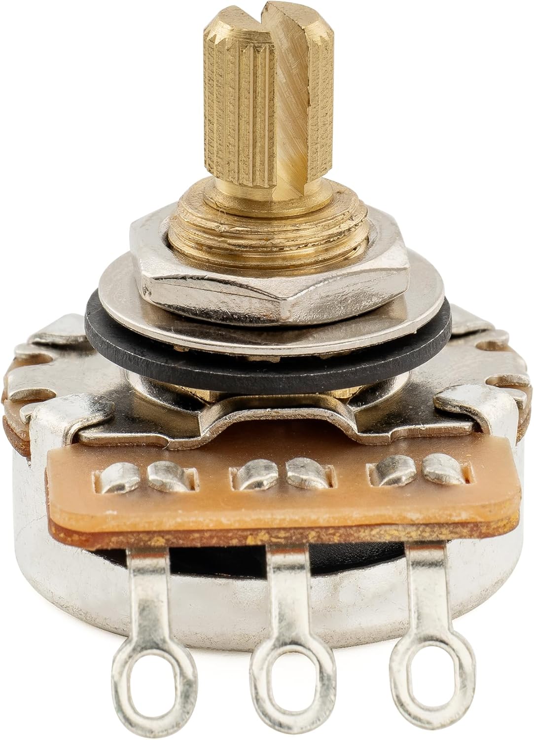 Musiclily Pro HD A1M Pots Brass Short Split Shaft 1/4 Inch Audio Taper Potentiometers for Electric Guitar Bass (Set of 10)