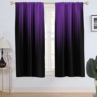 AAtter Purple and Black Window Curtain Abstract Striped Dark Plum Adult ...