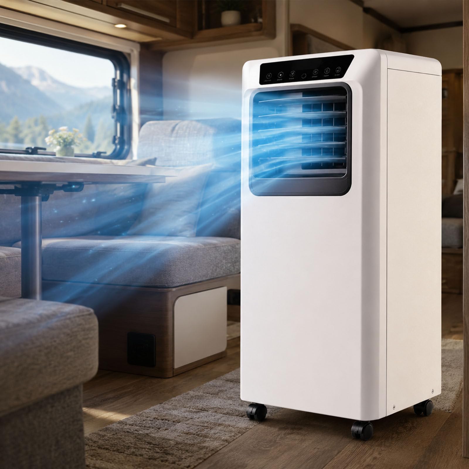 Smafoseedding Multicolor Portable Air Conditioner, Mobile Air Conditioner With Dual-Turbine & 120° Oscillation, Indoor Ac Unit 86 Pint Dehumidifier, Remote, Self-Evaporating System, For Bedroom, Camping 9000Btu