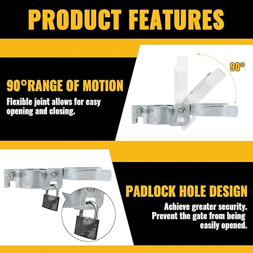 Miniatura 5 de VIVIDA Pestillo de puerta de enlace de cadena de 1-38 pulgadas x 1-58 pulgadas, pestillos de valla de horquilla para puertas con agujero de candado,