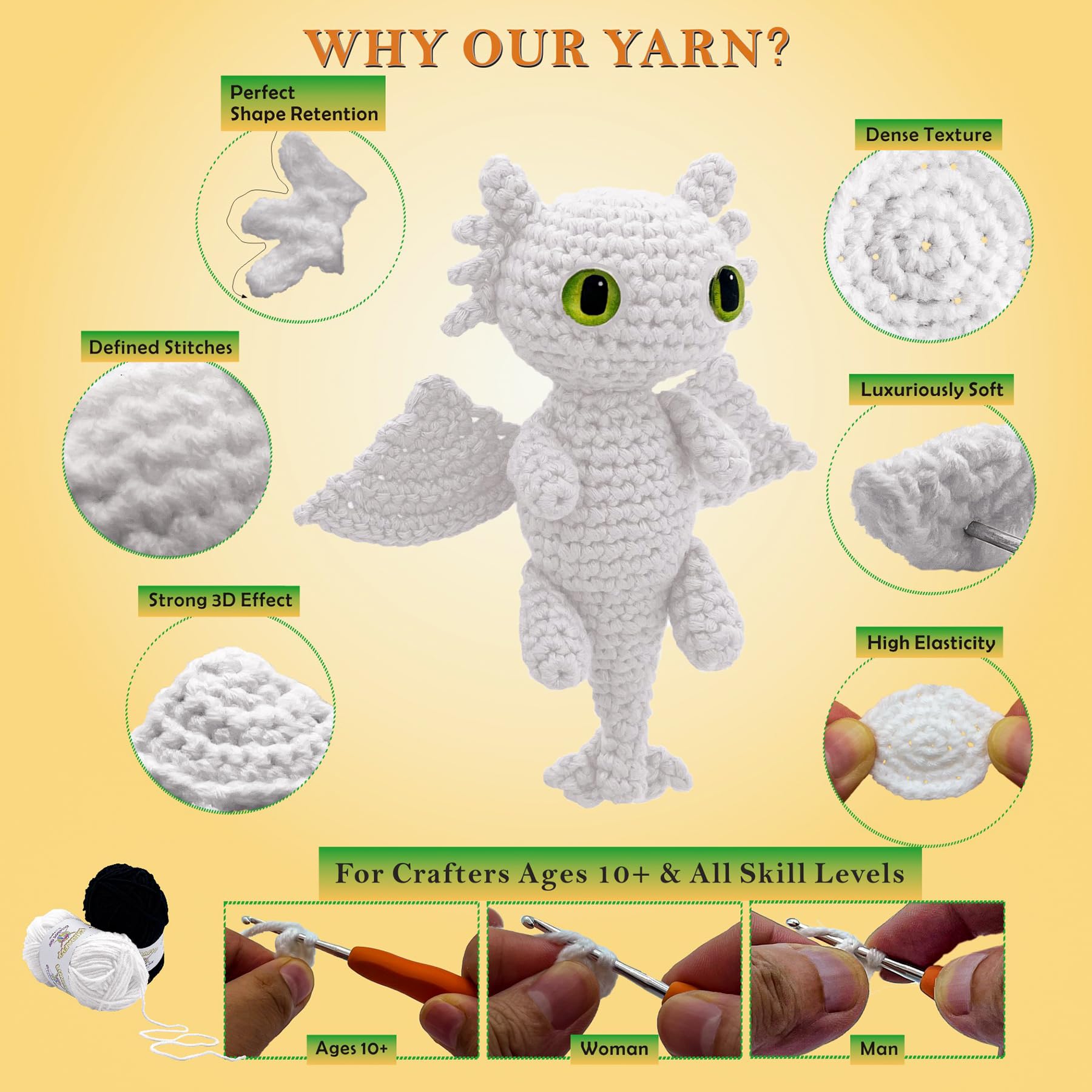 Zestaw do szydełkowania dla początkujących, dla dorosłych i dzieci, zwierzęta, łatwy do robienia na drutach, zestaw do samodzielnego wykonania Amigurumi, wszystkie narzędzia, akcesoria (samouczki