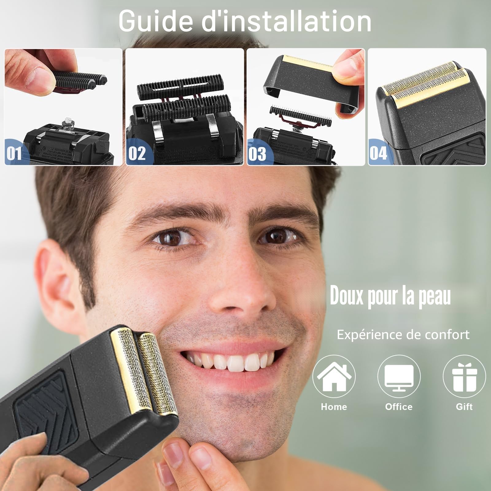 Pack de 2 stratifiés de rechange et barre de coupe professionnel 5 Série finale finale d'étoiles compatibles avec Wahl Shaver Fail 7031-100, 7043-100 Super Close Raser (7043-2pz) Pièces de rechange)