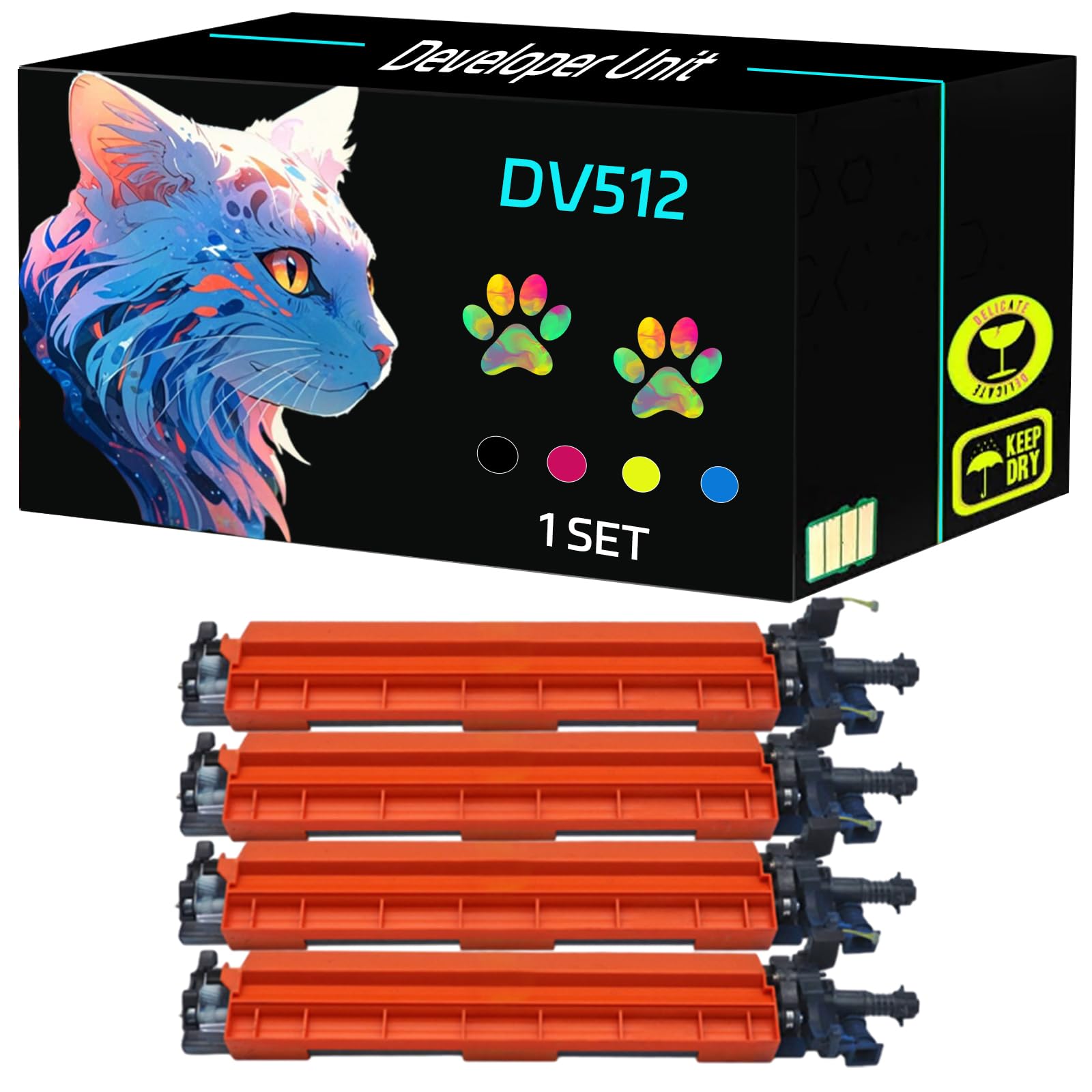 High Yield DV512 Developer Unit Compatible for Konica Minolta bizhub C284e C364 C364e C454 C454e C554 C554e Printers, Print Clearly (4-Pack BK/C/M/Y)