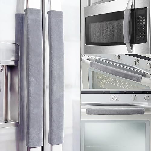 Miniatura 12 de Juego de 6 fundas de terciopelo para manijas de puerta de refrigerador, mantiene el electrodoméstico limpio para refrigerador, microondas, estufa
