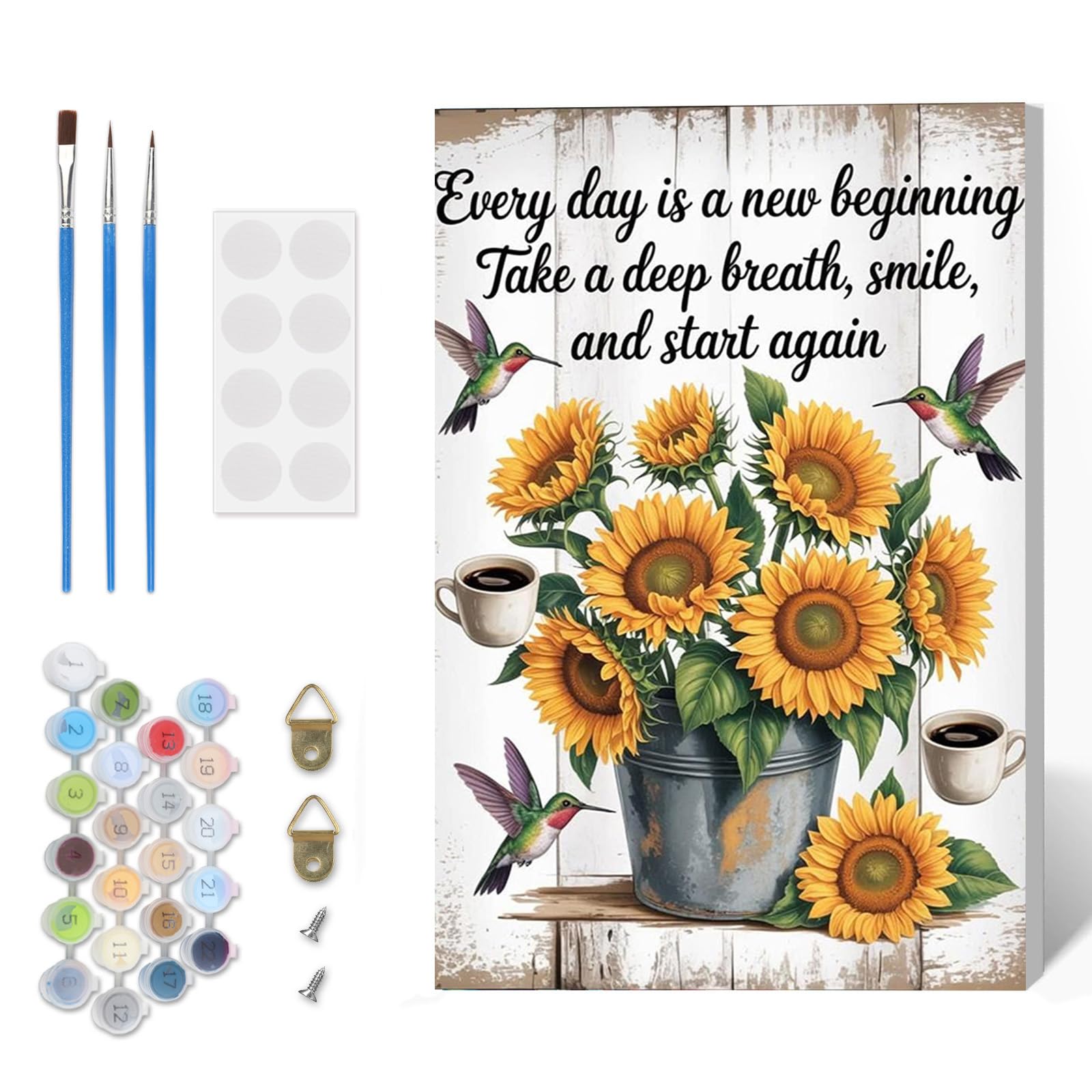 Paint by Numbers Kit for Adults Beginner with Frame, Sunflower Adults' Paint-by-Number Kits on Canvas, DIY Acrylic Painting by Numbers Easy Bird Oil Painting by Number Kits for Home Decor, 8x12in