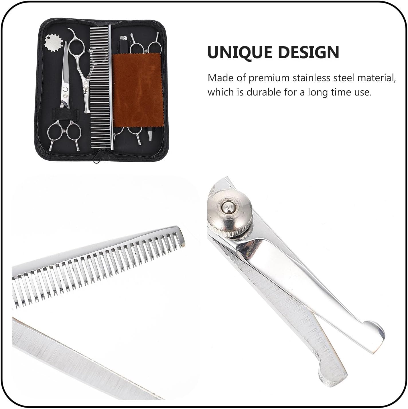 ペット用グルーミングシザーセット ステンレス製犬用トリミングはさみ 耐久性と鋭利な切断性能 長毛ペットの毛カット用 1セット