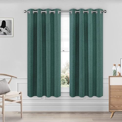 Miniatura 31 de CUCRAF - Cortinas de lino 100% opacas de 84 pulgadas de largo, juego de 2 paneles, con pestaña trasera y bolsillo para cortinero para sala de estar