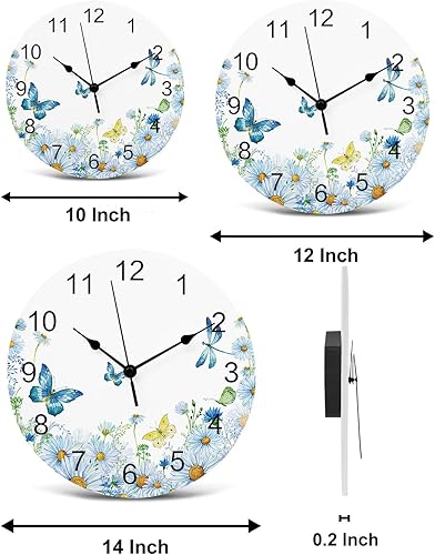 Miniatura 7 de Reloj de pared de PVC con flores y plantas, silencioso, sin tictac, funciona con pilas, reloj redondo para el hogar, sala de estar, oficina,