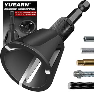 Deburring External Chamfer Tool with Tungsten Carbide Blade, Remove Burrs for Copper Steel Aluminum, Deburring Drill Bit Bolt Thread Repair Tool with Quick Release 1/4" Hex Shank (3/16"-1")