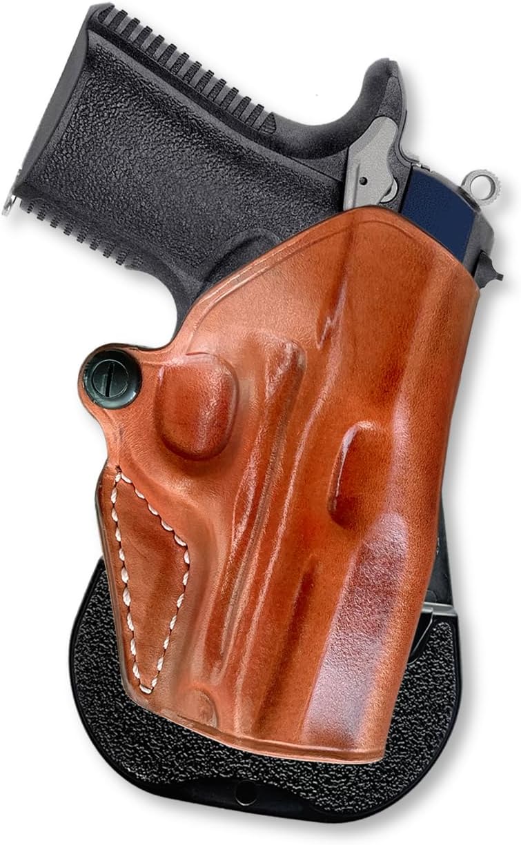 Masc Premium Leather OWB Paddle Holster Fits Mustang XSP 380 ACP 2.75-inch, Square Trigger Guard, Right Hand Draw, Brown Color #1355#