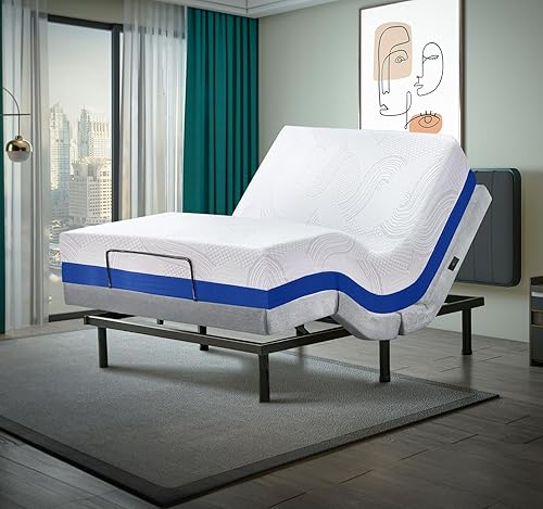 Miniatura 9 de Irvine Home Collection Base ajustable de tamaño California King con conjunto de colchón de espuma viscoelástica de gel de 10pulgadas D02CKM