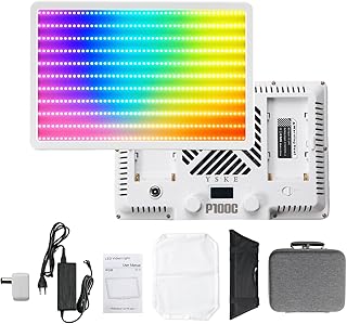 YSKE-100W RGB LED Photography Light & Panel Light, Professional Camera Light Video Light with Softbox Lighting Kit, Continuous Selfie Light for Podcast, YouTube, Video and Photography Lights.