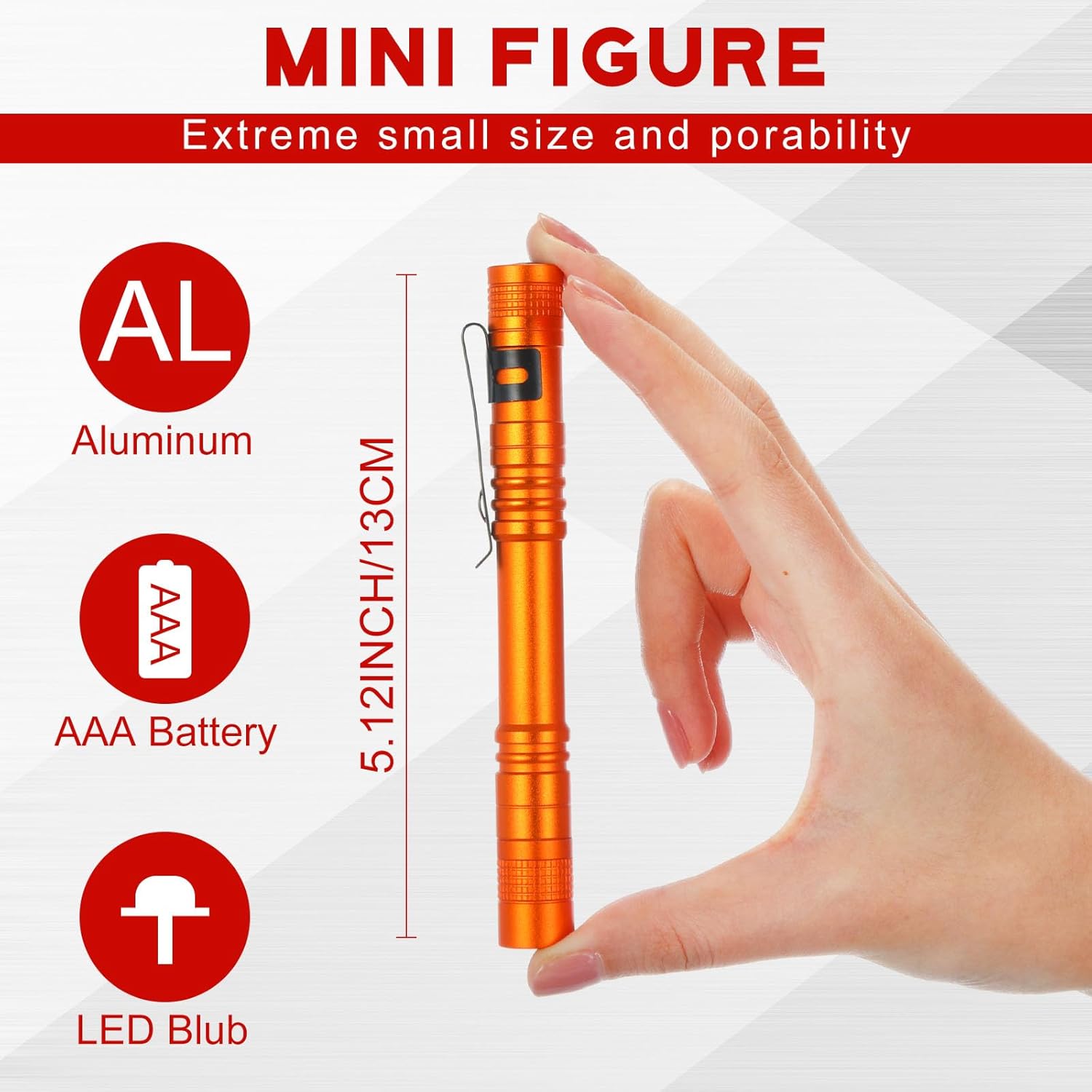 Hortsun 20 Pcs Mini Pen Light Flashlights Father Day Gifts for Men Pocket Flashlights Pen with Clip Small LED Handheld Slim Torches Without Battery(5.12 Inch,Red, Rose Pink, Yellow, Blue, Orange)