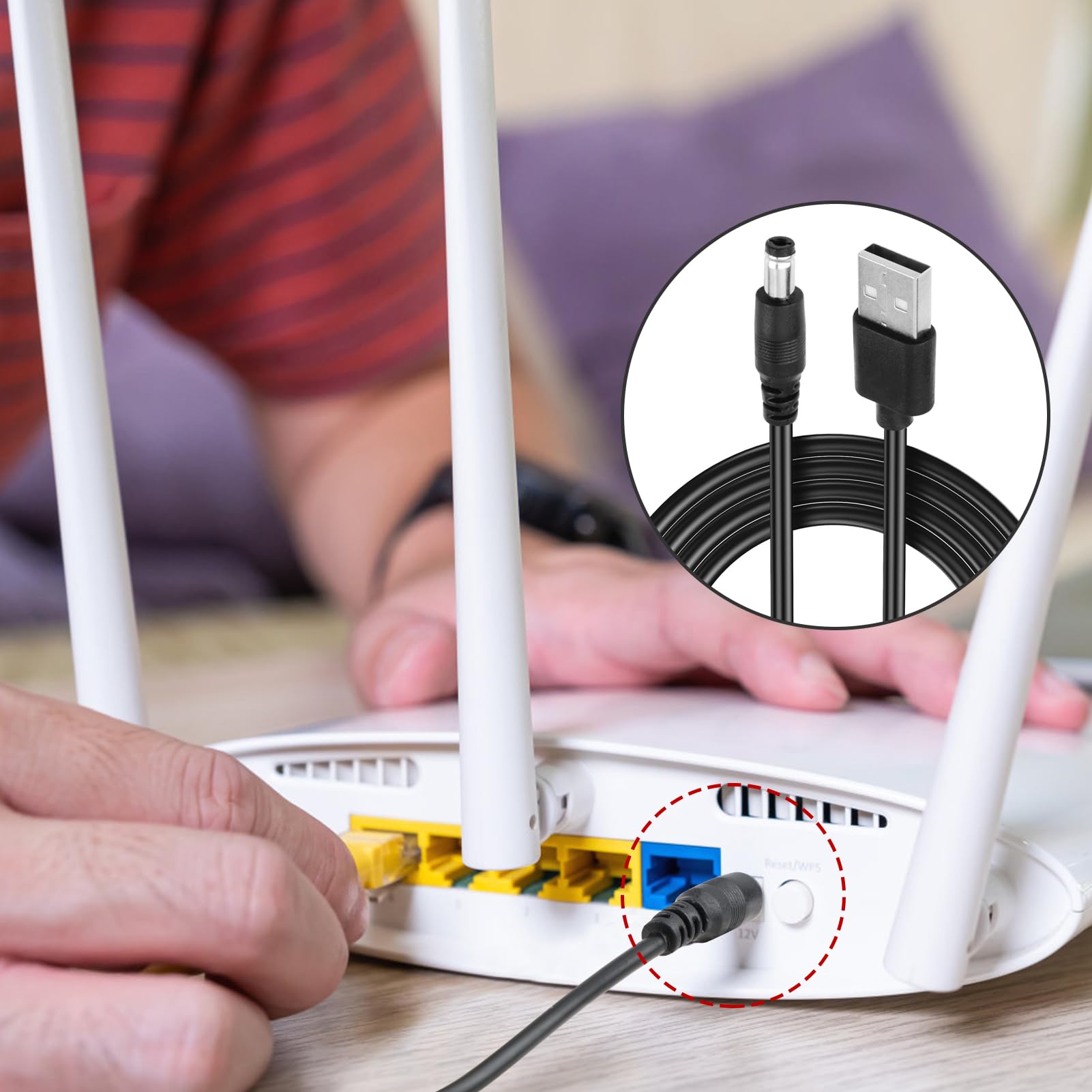 USB Auf DC 5V Kabel – 0,8 M, 5,5x2,1 Mm, 0,5A, Für Digitalradio, Router & Soundboxen
