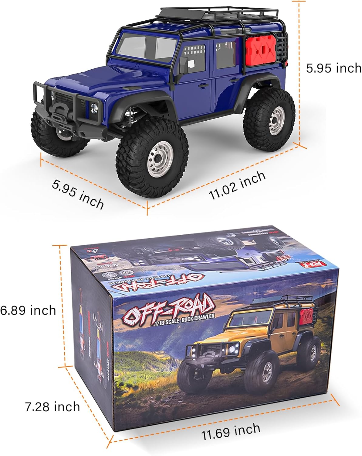Cheerwing 1:18 Rock Crawler 2.4Ghz Car 4WD Off Road RC Monster Truck with Two-Speed Gearbox Hobby RC Car for Adults (Blue)