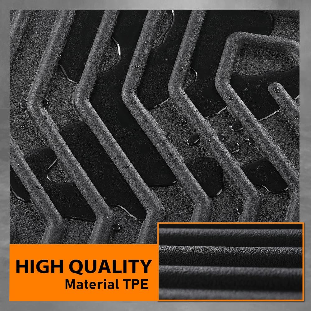 G-PLUS TPE Floor Mats Compatible with Macan 2014-2025 1st & 2nd Row Truck Accessories Cargo Liners All Weather Protection 3PCS Black Alfombras para Carro