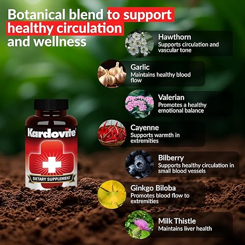 Miniatura 2 de Kardovite 180 cápsulas Apoya la circulación y la función cardiovascular saludable Suplemento para mantener la presión arterial ya normal arterias
