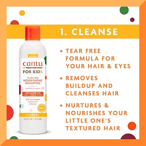 Miniatura 3 de Cantu Care for Kids - Juego de régimen de cuidado del cabello con champú de gran tamaño + acondicionador + desenredante + acondicionador sin