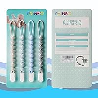 Vista 4 de Paquete de 4 clips de silicona para chupetes para bebés, niños y niñas, con cuentas de una pieza, soportes flexibles y libres de óxido para alivio