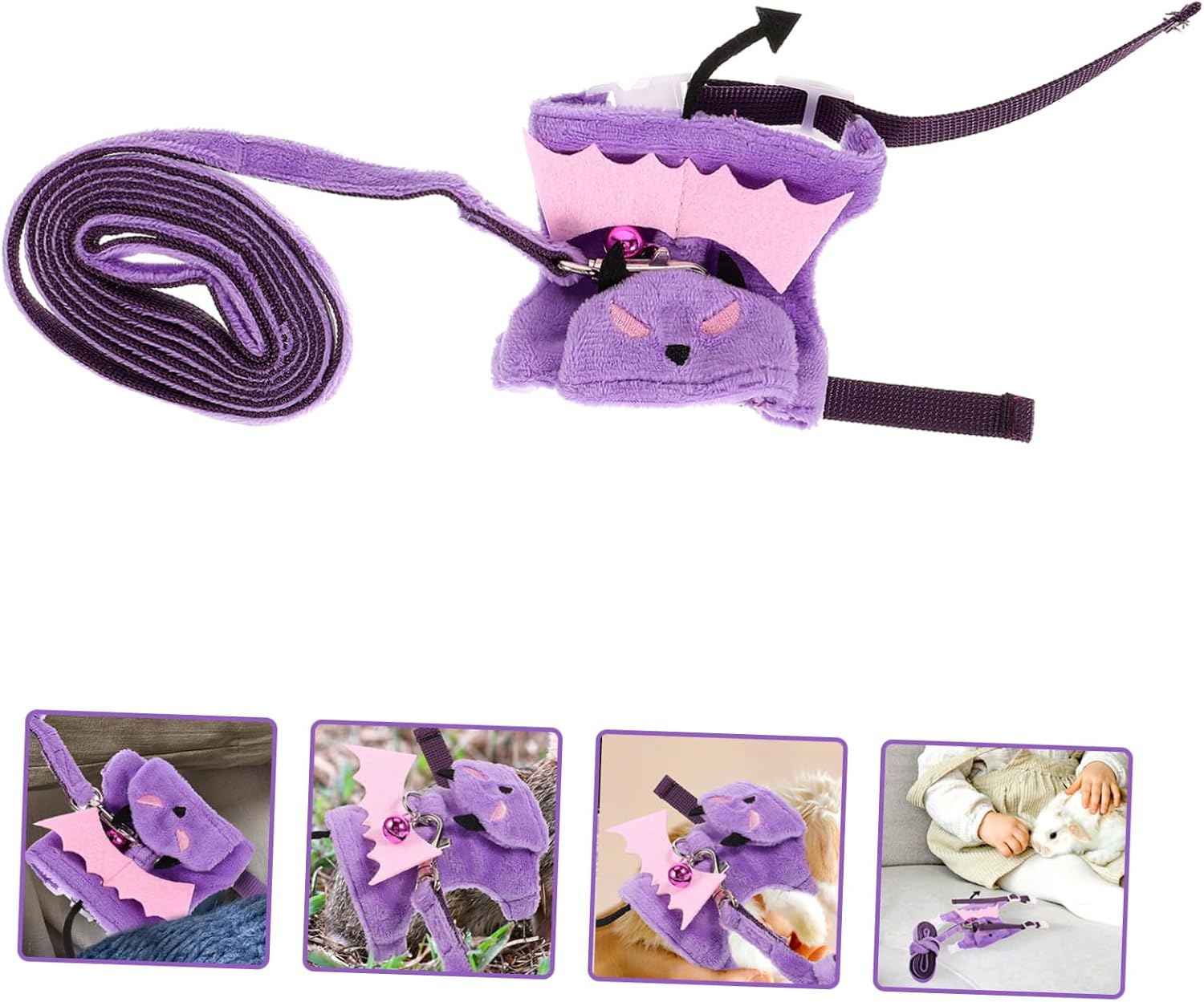 Amosfun 1set Ferret Walking Vest and Leash Halloween Bunny for Pets Soft Mesh Design for Comfortable Walking for Hamsters and Guinea Pigs