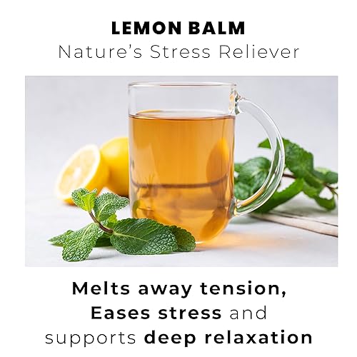 Miniatura 5 de Bolsas de té de bálsamo de limón, mezcla de hojas enteras, 2000 mg por bolsa, bolsas piramidales biodegradables, sin cafeína, para relajación y