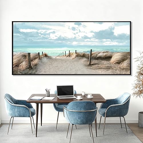 Miniatura 2 de Arte de pared de océano, paisaje, decoración de pared, impresiones en lienzo modernas, 32 x 70 pulgadas, obra de arte grande para sala de estar,