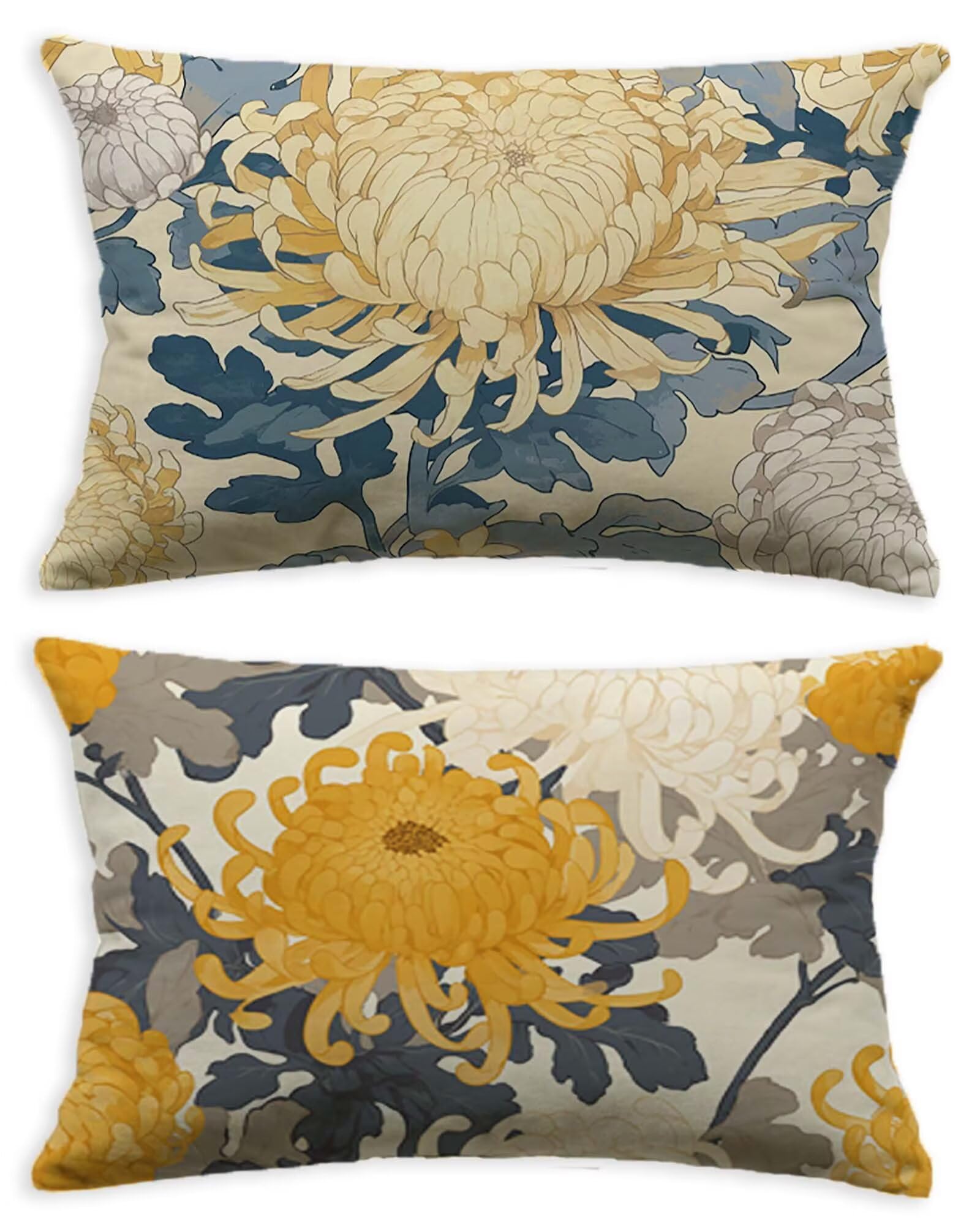 Housse de coussin fleur 40x80 cm avec impression recto verso en velours orange