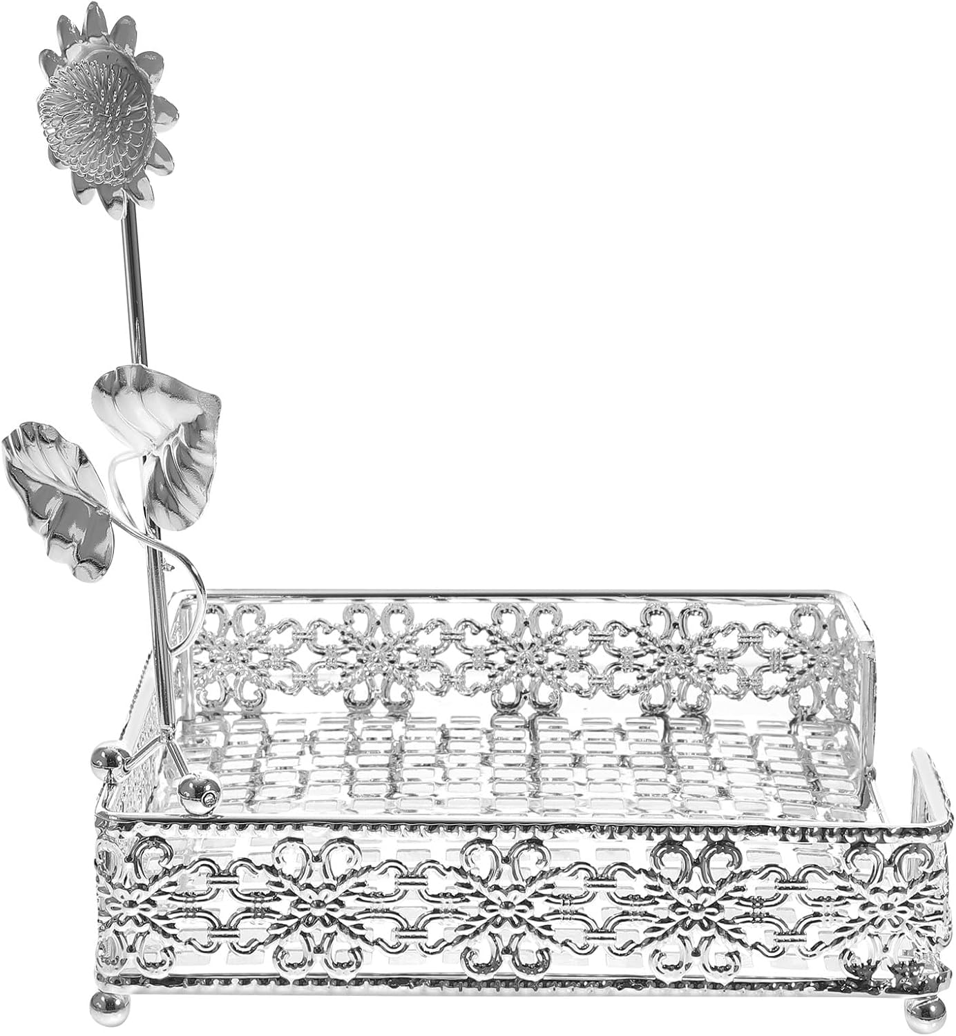 Vintage Silver Iron Napkin Holder Stand European Style Napkin Dispenser for Restaurant and Home Table Decorative Serviette Holder