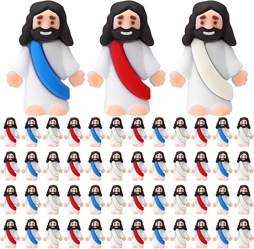 Miniatura 7 de Sumind 50 piezas de juguetes de Jesús, figuras religiosas de Jesús, regalos clásicos de Cristo, salvador religioso, muñeca Jesús, suministros