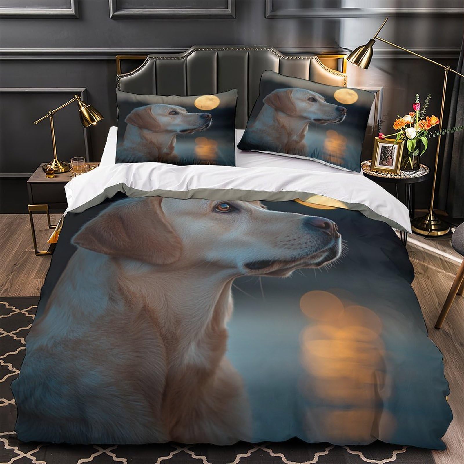 Housse de couette anti-plis Golden Retriever 3D en microfibre facile à laver 200x200