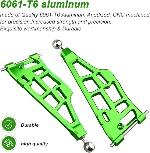 Miniatura 2 de Brazos de suspensión delantera inferior de aluminio para Arrma 18 KratonOutcastNotoriousTalion 6S BLX actualiza piezas reemplazar ARA330656 negro