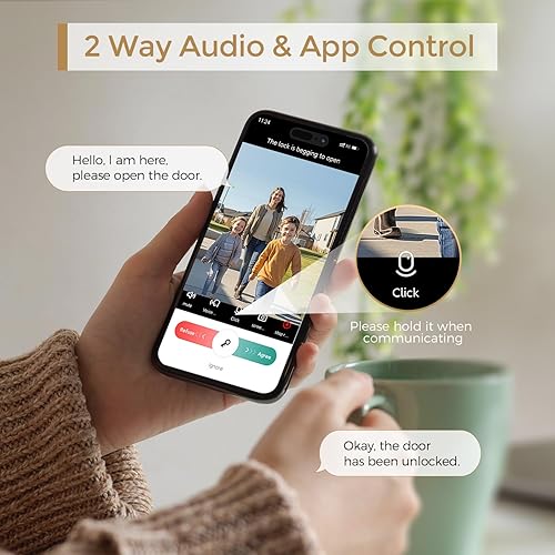 Miniatura 4 de Cerradura inteligente de video WiFi con cámara y timbre - entrada sin llave 5 en 1, huella digital, teclado, control de aplicaciones, audio