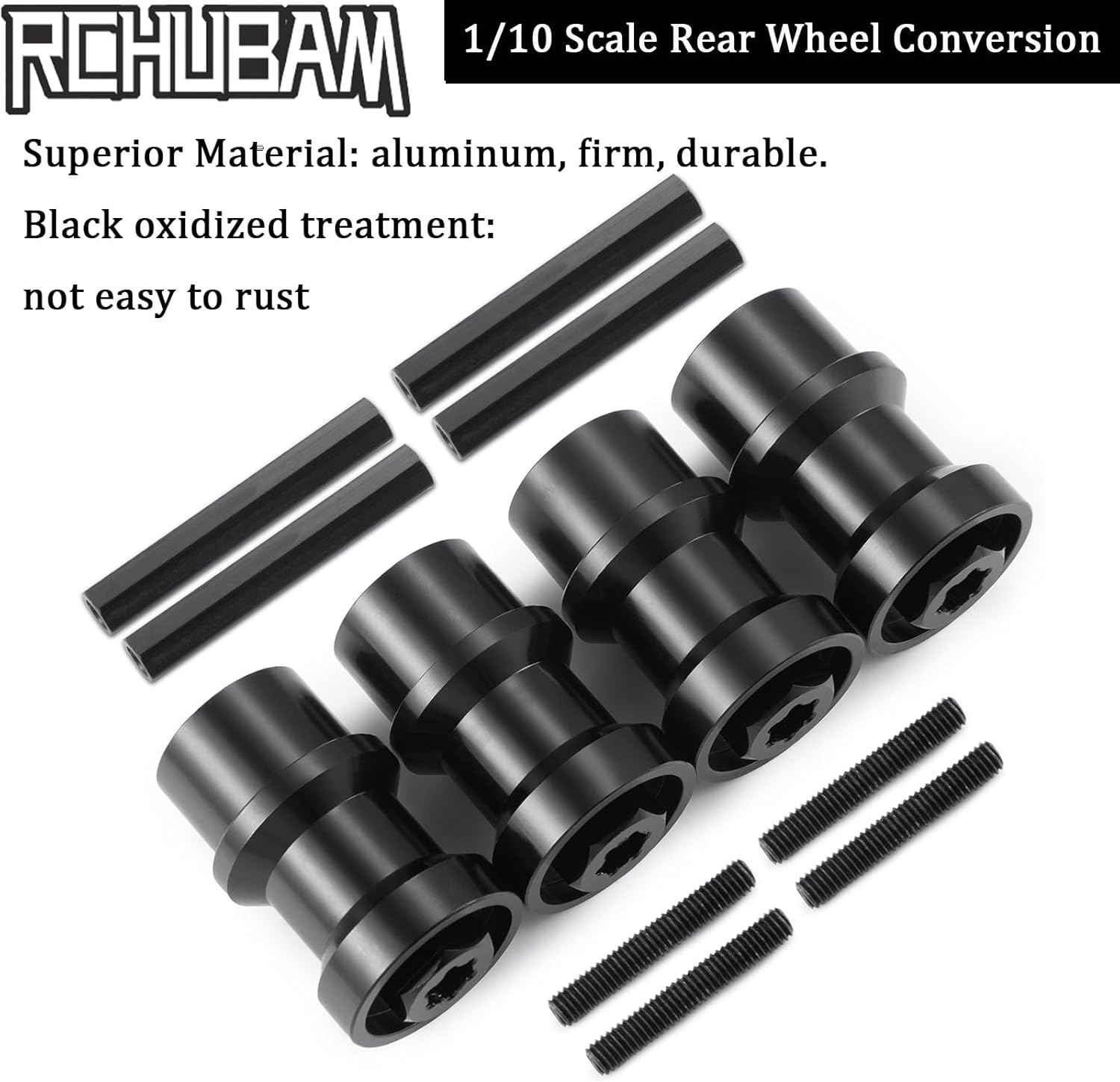 RCHUBAM RC Wheel Conversion Joint Flatbed Hauler Dually Connector Single to Twin Wheel Connector Kit Compatible with SCX10 TRX6 G63 6-Wheel 1/10 Scale TRX-6 Ultimate RC Hauler Crawler Truck Car