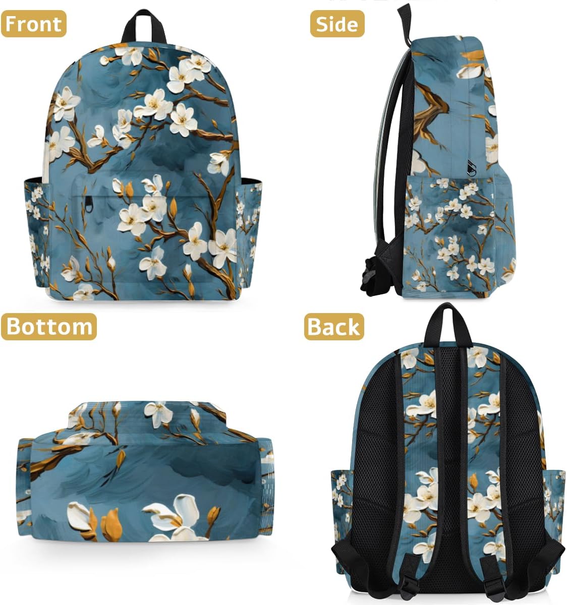 QsirBC Floral Cherry Blossoms Texture Small Travel Backpack Casual Daypack Backpacks Lightweight Waterproof College Bookbags for Women Gift