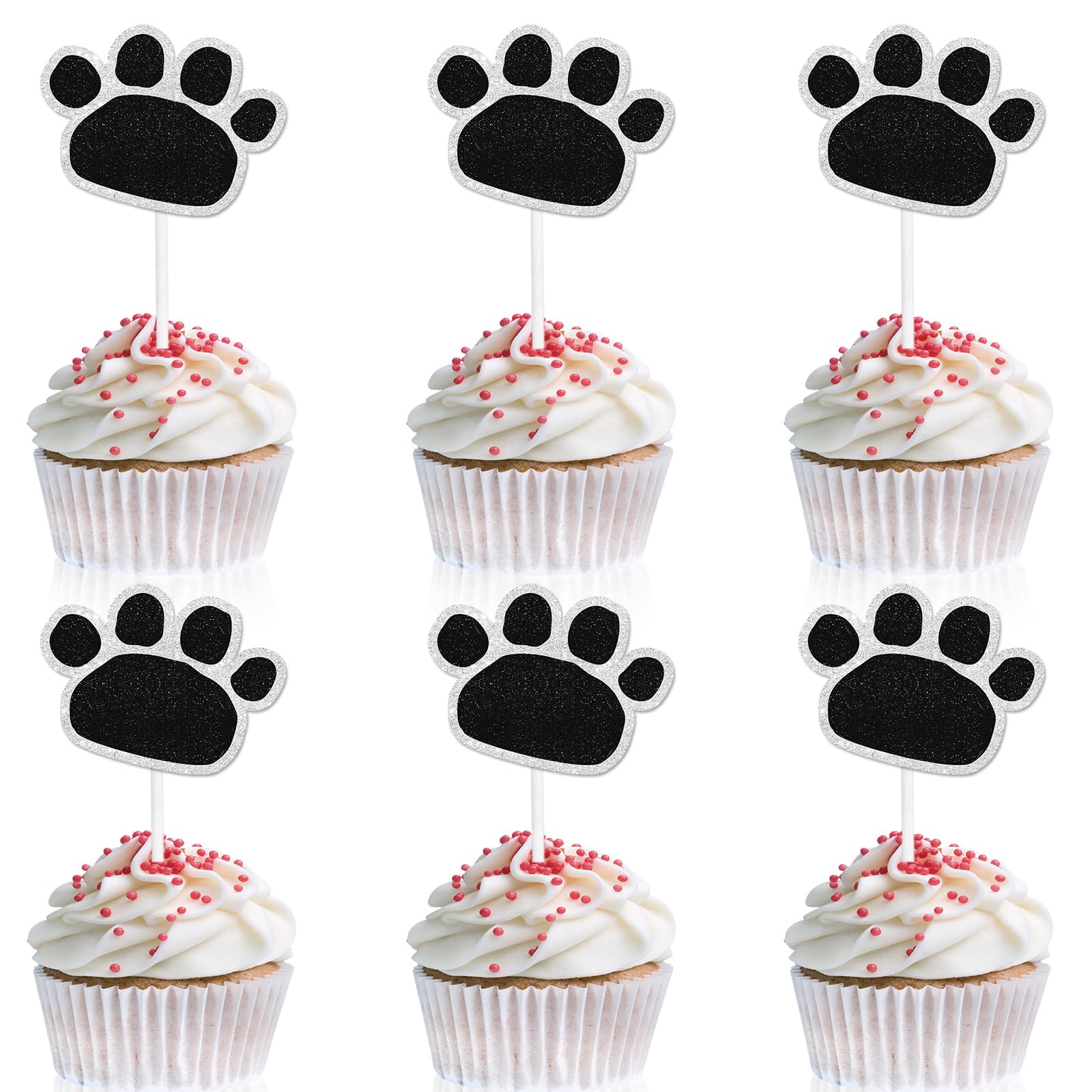 LIANGSS Cute Animal Panda Themed Kids Happy Birthday Cupcake Toppers Set of 18-Here are Panda Party, Birthday Party, and Baby Shower Paw Print Decoration Supplies that both boys and girls will love-