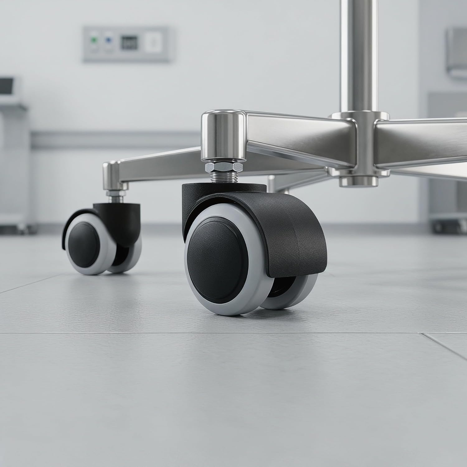 SOLUSTRE 8pcs Infusion Stand Replacement Wheels with Widened Trolley Rollers, Plastic and Metal Hospital Iv Stand Casters for Clinical Environments and Rehabilitation Department Use