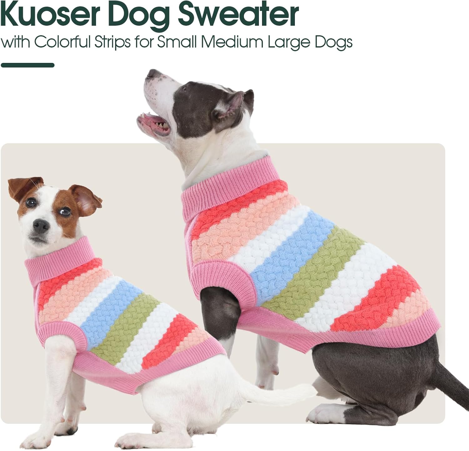 Kuoser Dog Sweater, Warm Dog Sweaters for Small Dogs Pet Christmas Outfit, Soft Puppy Holiday Sweater with Harness Hole Thermal Pet Winter Clothes Doggy Pullover Jumper for Dogs Boy Girl, Pink S